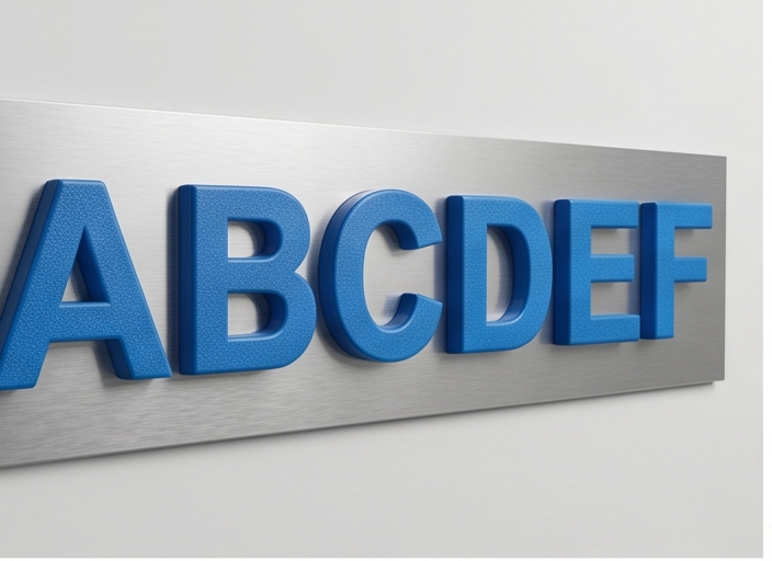 Thermoformed 3D raised lettering panel